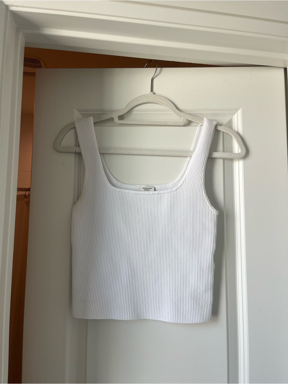 Abercrombie & Fitch White Ribbed Square-Neck Tank